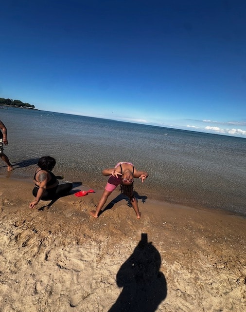 People playing on the beach